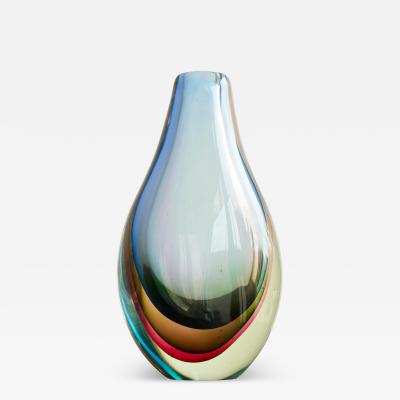 Flavio Poli Stunning Flavio Poli Sommerso Murano Art Glass Vase for Seguso Italy 1960s