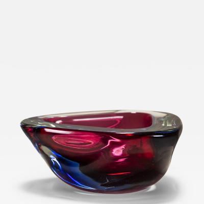 Flavio Poli Triangular Sommerso Murano Glass Bowl by Flavio Poli Italy 1950s