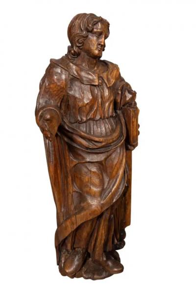 Flemish Baroque Carved Oak Figure Of A Scholar