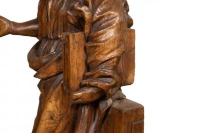 Flemish Baroque Carved Oak Figure Of A Scholar