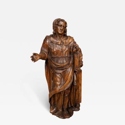 Flemish Baroque Carved Oak Figure Of A Scholar