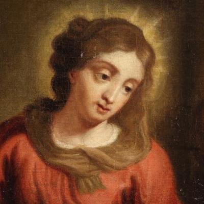 Flemish religious painting Holy Family from 18th century