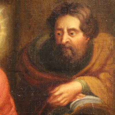 Flemish religious painting Holy Family from 18th century