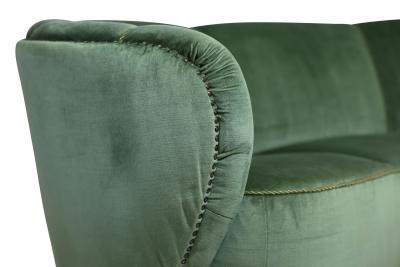 Flemming Lassen Flemming Lassen 1930s Danish Deco Curved Back Settee in Original Green Mohair