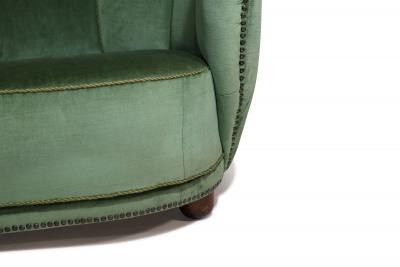 Flemming Lassen Flemming Lassen 1930s Danish Deco Curved Back Settee in Original Green Mohair