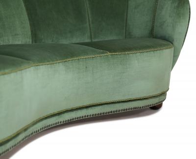 Flemming Lassen Flemming Lassen 1930s Danish Deco Curved Back Settee in Original Green Mohair