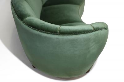 Flemming Lassen Flemming Lassen 1930s Danish Deco Curved Back Settee in Original Green Mohair