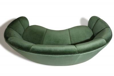 Flemming Lassen Flemming Lassen 1930s Danish Deco Curved Back Settee in Original Green Mohair