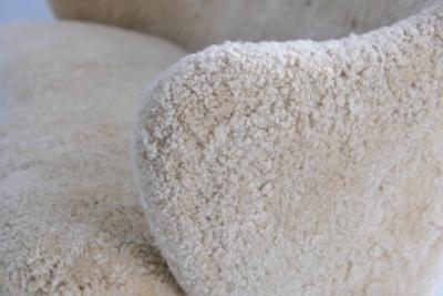 Flemming Lassen Flemming Lassen Ingeborg Sofa in Beech and Honey Sheepskin Asko 1950s