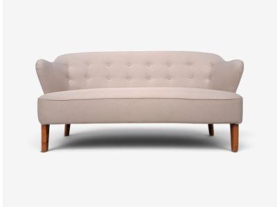 Flemming Lassen Flemming Lassen Rare Sofa Beige Fabric Birch Finland 1950s