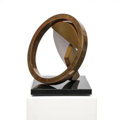 Fletcher Benton Fletcher Benton Sculpture Folded Circle Zig Zag 1994 Bronze Granite Signed
