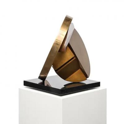 Fletcher Benton Fletcher Benton Sculpture Folded Circle Zig Zag 1994 Bronze Granite Signed