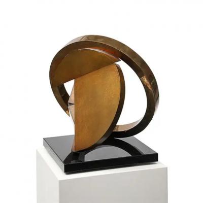 Fletcher Benton Fletcher Benton Sculpture Folded Circle Zig Zag 1994 Bronze Granite Signed