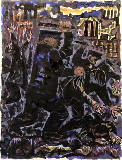 Fletcher Martin Police Brutality Cops Beat Protestors at Factory