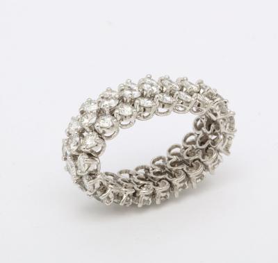 Flexible 3 Row Diamond Platinum Band