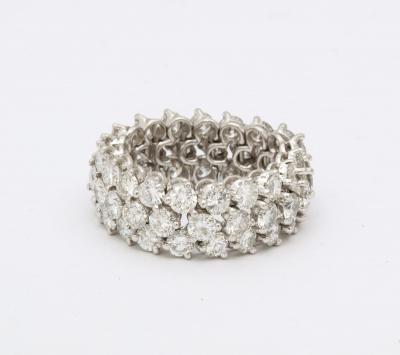 Flexible 3 Row Diamond Platinum Band