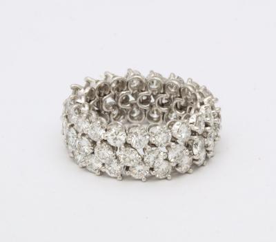 Flexible 3 Row Diamond Platinum Band
