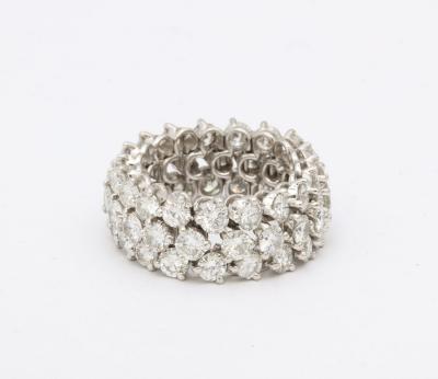 Flexible 3 Row Diamond Platinum Band