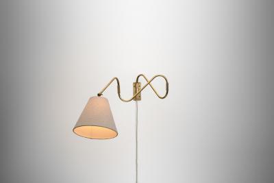 Flexible Wall Lamp in Brass with Fabric Shade Denmark Mid 20th Century