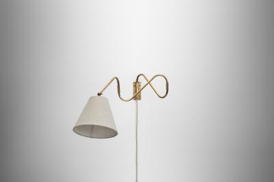 Flexible Wall Lamp in Brass with Fabric Shade Denmark Mid 20th Century