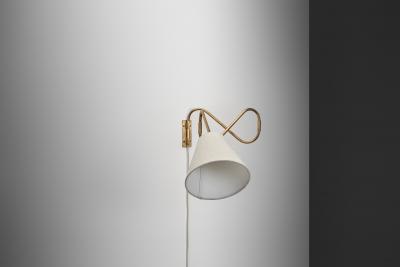 Flexible Wall Lamp in Brass with Fabric Shade Denmark Mid 20th Century