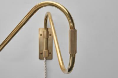 Flexible Wall Lamp in Brass with Fabric Shade Denmark Mid 20th Century