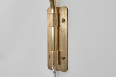 Flexible Wall Lamp in Brass with Fabric Shade Denmark Mid 20th Century
