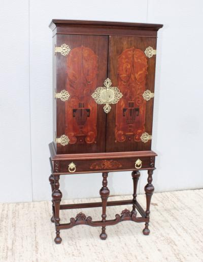 Flint Horner 1940s Walnut Cabinet With Brass Hardware