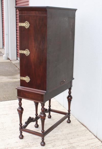 Flint Horner 1940s Walnut Cabinet With Brass Hardware