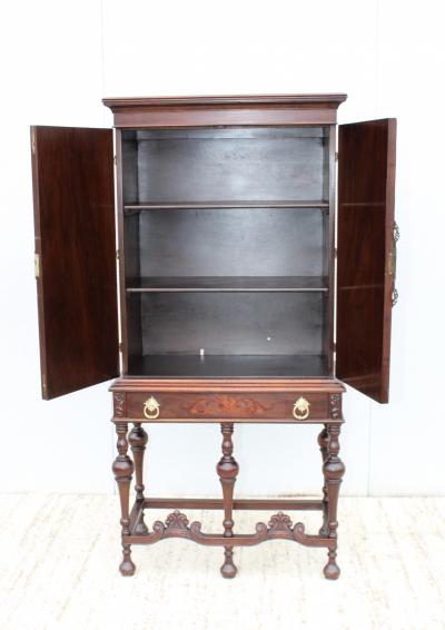 Flint Horner 1940s Walnut Cabinet With Brass Hardware