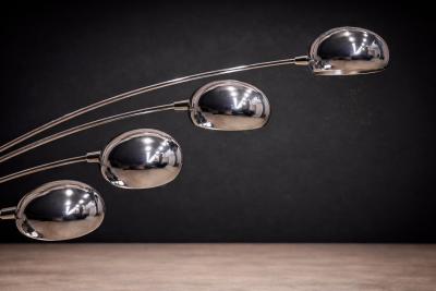 Floor Lamp with Five Bulbs in Chrome Glass Marble Unknown 1960s