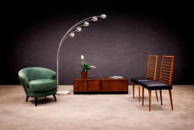 Floor Lamp with Five Bulbs in Chrome Glass Marble Unknown 1960s