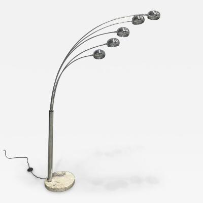 Floor Lamp with Five Bulbs in Chrome Glass Marble Unknown 1960s