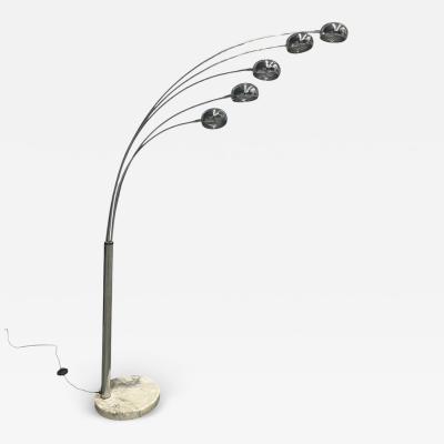 Floor Lamp with Five Bulbs in Chrome Glass Marble Unknown 1960s Lot 349