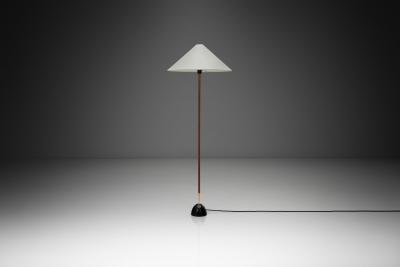 Floor Lamp with Leather Wrapped Stem Europe Mid 20th Century