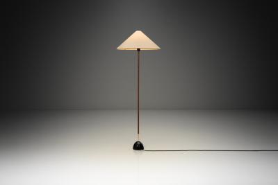 Floor Lamp with Leather Wrapped Stem Europe Mid 20th Century