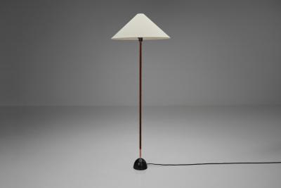 Floor Lamp with Leather Wrapped Stem Europe Mid 20th Century