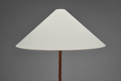 Floor Lamp with Leather Wrapped Stem Europe Mid 20th Century
