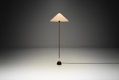 Floor Lamp with Leather Wrapped Stem Europe Mid 20th Century