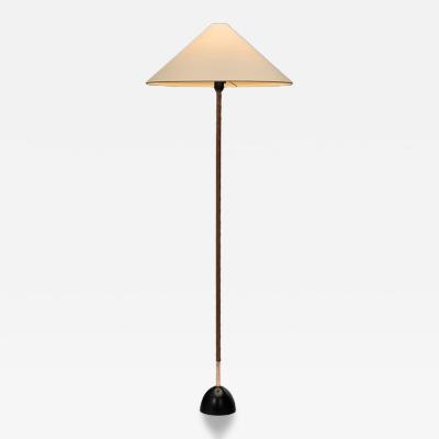 Floor Lamp with Leather Wrapped Stem Europe Mid 20th Century