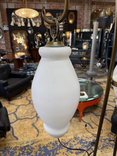 Floor Lamp with Tripod Arms and Opaline Glass Shades 1950s