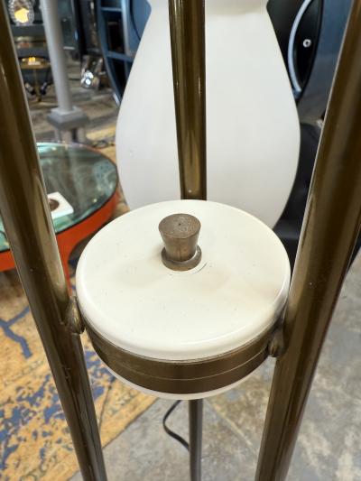 Floor Lamp with Tripod Arms and Opaline Glass Shades 1950s