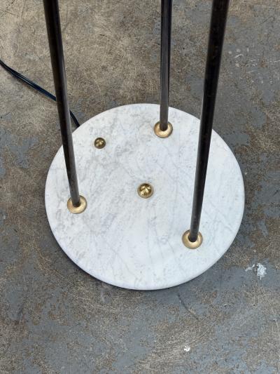 Floor Lamp with Tripod Arms and Opaline Glass Shades 1950s