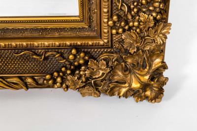 Floor Length Ornately Giltwood Hanging Beveled Wall Mirror
