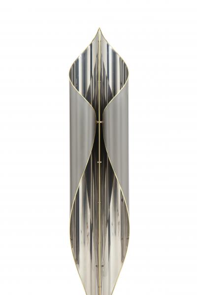 Floor lamp in chrome and steel combined with Brass details 