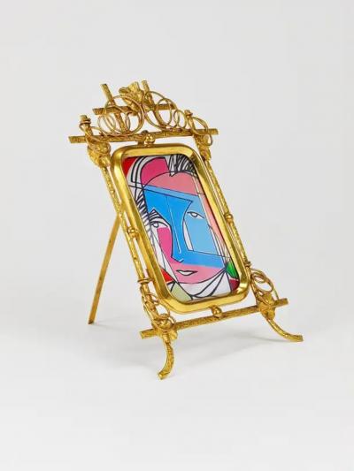 Floral Art Nouveau Gilt Brass Picture Frame Vienna circa 1900