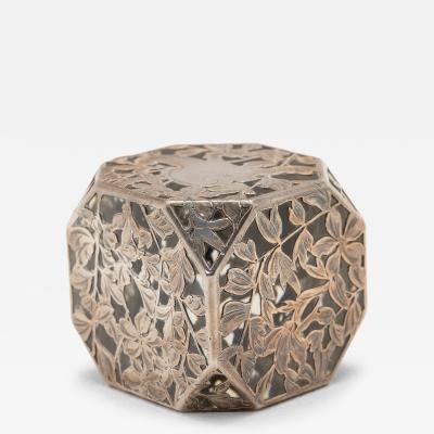 Floral Silver Glass Paperweight