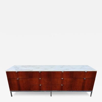 Florence Knoll 74 Long Calacatta Marble Rosewood Florence Knoll Executive Credenza Cabinet