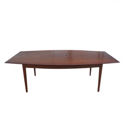 Florence Knoll 8FT Florence Knoll Boat Shape Walnut Dining Conference Table