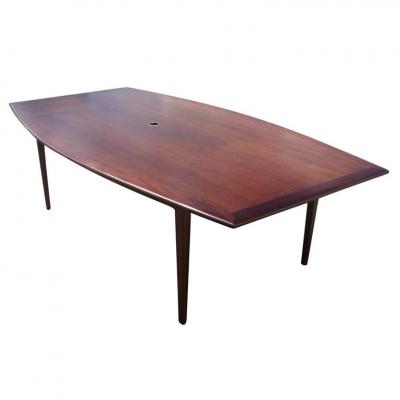 Florence Knoll 8FT Florence Knoll Boat Shape Walnut Dining Conference Table
